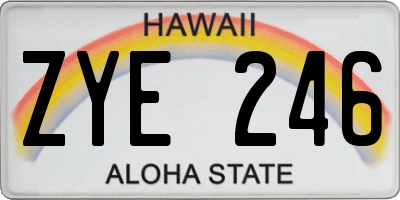 HI license plate ZYE246