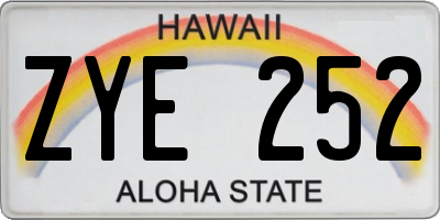HI license plate ZYE252