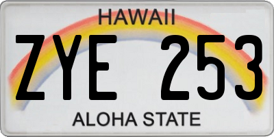 HI license plate ZYE253
