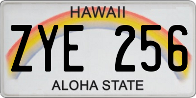HI license plate ZYE256