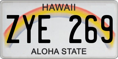HI license plate ZYE269
