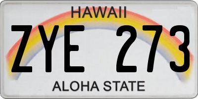 HI license plate ZYE273