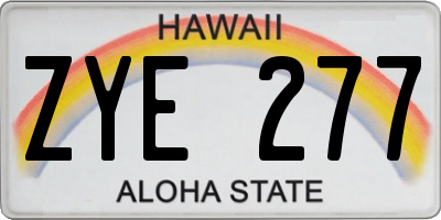 HI license plate ZYE277