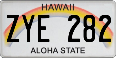 HI license plate ZYE282