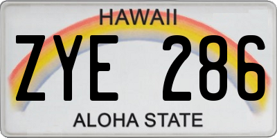 HI license plate ZYE286