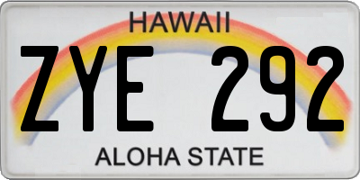 HI license plate ZYE292