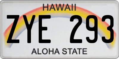 HI license plate ZYE293