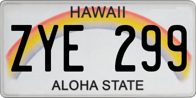 HI license plate ZYE299