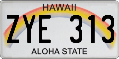 HI license plate ZYE313