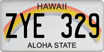 HI license plate ZYE329