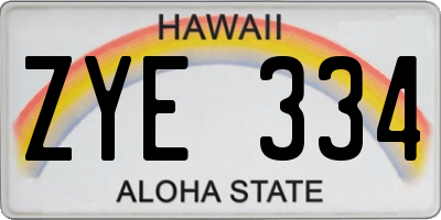 HI license plate ZYE334
