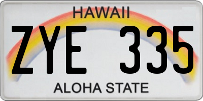 HI license plate ZYE335