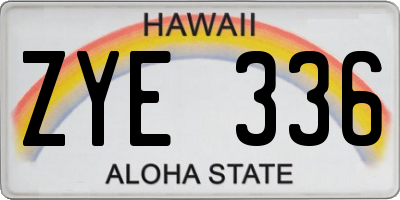 HI license plate ZYE336
