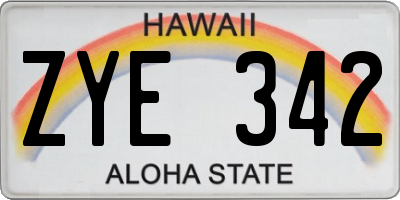 HI license plate ZYE342