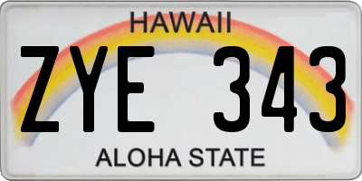 HI license plate ZYE343