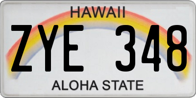 HI license plate ZYE348