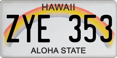 HI license plate ZYE353