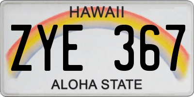 HI license plate ZYE367