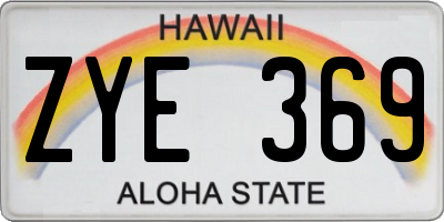 HI license plate ZYE369