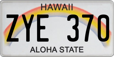 HI license plate ZYE370
