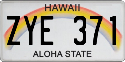 HI license plate ZYE371