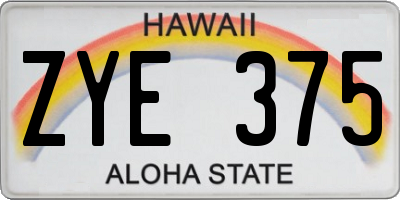HI license plate ZYE375