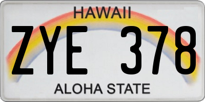 HI license plate ZYE378