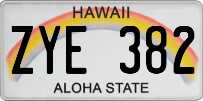 HI license plate ZYE382