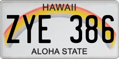 HI license plate ZYE386