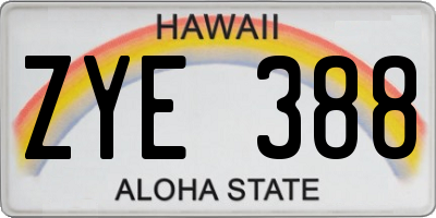 HI license plate ZYE388