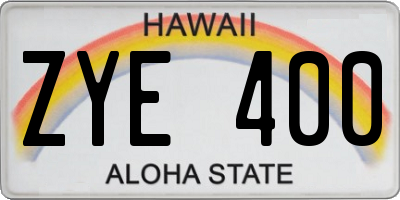 HI license plate ZYE400