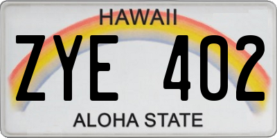 HI license plate ZYE402