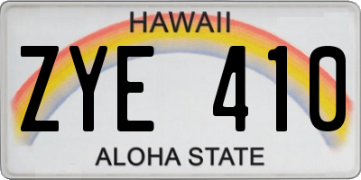 HI license plate ZYE410