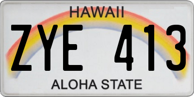HI license plate ZYE413