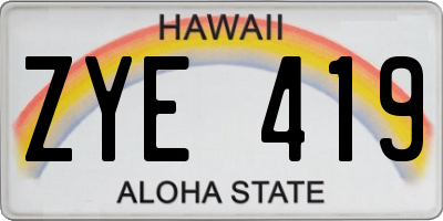 HI license plate ZYE419