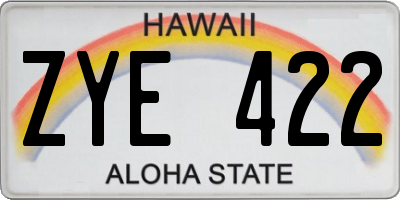 HI license plate ZYE422