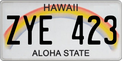 HI license plate ZYE423