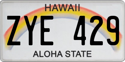 HI license plate ZYE429
