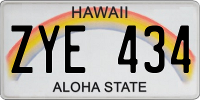 HI license plate ZYE434