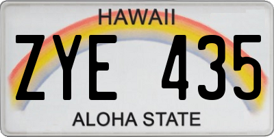 HI license plate ZYE435