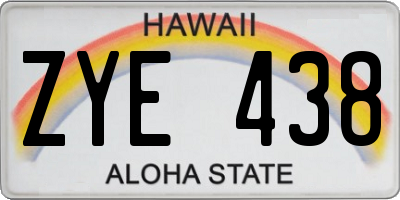 HI license plate ZYE438