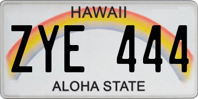 HI license plate ZYE444