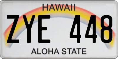 HI license plate ZYE448