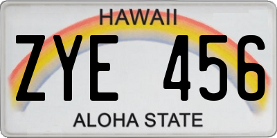 HI license plate ZYE456