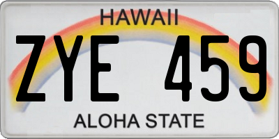 HI license plate ZYE459