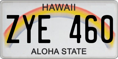HI license plate ZYE460