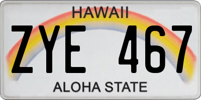 HI license plate ZYE467