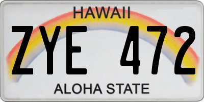 HI license plate ZYE472