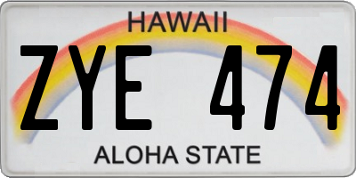 HI license plate ZYE474