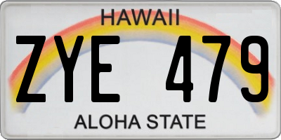 HI license plate ZYE479